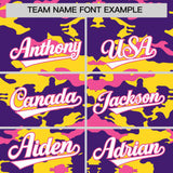Custom Purple Gold and Pink Camo Fashion Authentic Sleeveless Baseball Jersey