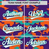 Custom Purple Orange and Aqua Camo Fashion Authentic Sleeveless Baseball Jersey