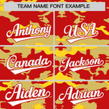Custom Red Old Gold and Gold Camo Fashion Authentic Sleeveless Baseball Jersey