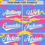 Custom Powder Blue Pink and Gold Camo Fashion Authentic Sleeveless Baseball Jersey