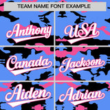 Custom Powder Blue Black and Pink Camo Fashion Authentic Sleeveless Baseball Jersey