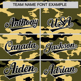 Custom Olive Khaki and Black Camo Fashion Authentic Sleeveless Baseball Jersey