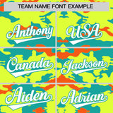 Custom Fluorescent Green Aqua and Orange Camo Fashion Authentic Sleeveless Baseball Jersey