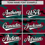 Custom Crimson Midnight Green and Black Camo Fashion Authentic Sleeveless Baseball Jersey