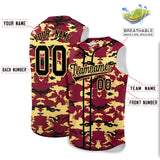 Custom Crimson Khaki and Black Camo Fashion Authentic Sleeveless Baseball Jersey