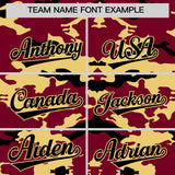 Custom Crimson Khaki and Black Camo Fashion Authentic Sleeveless Baseball Jersey