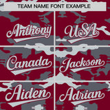 Custom Crimson Gray and Silver Camo Fashion Authentic Sleeveless Baseball Jersey