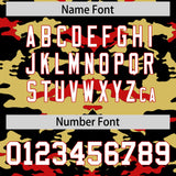 Custom Black Old Gold and Red Camo Fashion Authentic Sleeveless Baseball Jersey