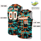 Custom Black Aqua and Orange Camo Fashion Authentic Sleeveless Baseball Jersey