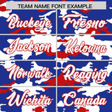 Custom Royal White and Red Camo Fashion Authentic Sleeveless Baseball Jersey