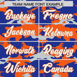 Custom Royal Orange and Silver Camo Fashion Authentic Sleeveless Baseball Jersey