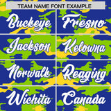 Custom Royal Neon Green and Gold Camo Fashion Authentic Sleeveless Baseball Jersey