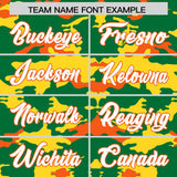 Custom Kelly Green Gold and Orange Camo Fashion Authentic Sleeveless Baseball Jersey
