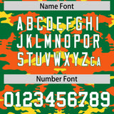 Custom Kelly Green Orange and Gold Camo Fashion Authentic Sleeveless Baseball Jersey