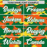 Custom Kelly Green Orange and Gold Camo Fashion Authentic Sleeveless Baseball Jersey