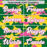 Custom Kelly Green Gold and Pink Camo Fashion Authentic Sleeveless Baseball Jersey