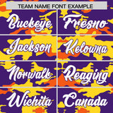 Custom Purple Gold and Orange Camo Fashion Authentic Sleeveless Baseball Jersey