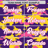 Custom Purple Gold and Pink Camo Fashion Authentic Sleeveless Baseball Jersey