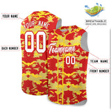 Custom Red Old Gold and Gold Camo Fashion Authentic Sleeveless Baseball Jersey