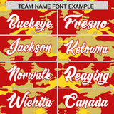 Custom Red Old Gold and Gold Camo Fashion Authentic Sleeveless Baseball Jersey