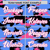 Custom Powder Blue Black and Pink Camo Fashion Authentic Sleeveless Baseball Jersey