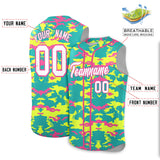 Custom Bright Green Fluorescent Green and Pink Camo Fashion Authentic Sleeveless Baseball Jersey
