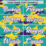 Custom Bright Green Gold and Purple Camo Fashion Authentic Sleeveless Baseball Jersey