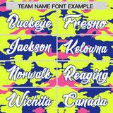 Custom Fluorescent Green Royal and Pink Camo Fashion Authentic Sleeveless Baseball Jersey