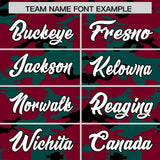Custom Crimson Midnight Green and Black Camo Fashion Authentic Sleeveless Baseball Jersey