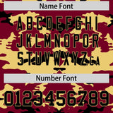 Custom Crimson Khaki and Black Camo Fashion Authentic Sleeveless Baseball Jersey