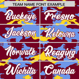 Custom Crimson Light Blue and Gold Camo Fashion Authentic Sleeveless Baseball Jersey