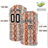 Custom Orange Snakeskin Pattern Authentic Sleeveless Baseball Jersey