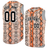Custom Orange Snakeskin Pattern Authentic Sleeveless Baseball Jersey