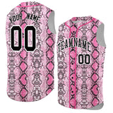 Custom Pink Snakeskin Pattern Authentic Sleeveless Baseball Jersey