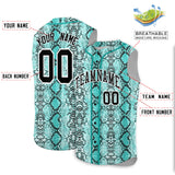 Custom Aqua Snakeskin Pattern Authentic Sleeveless Baseball Jersey