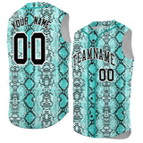 Custom Aqua Snakeskin Pattern Authentic Sleeveless Baseball Jersey
