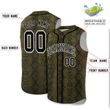 Custom Black Snakeskin Pattern Authentic Sleeveless Baseball Jersey