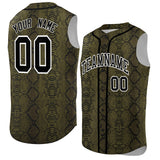 Custom Black Snakeskin Pattern Authentic Sleeveless Baseball Jersey