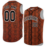 Custom Black Snakeskin Pattern Authentic Sleeveless Baseball Jersey