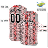 Custom Red Snakeskin Pattern Authentic Sleeveless Baseball Jersey