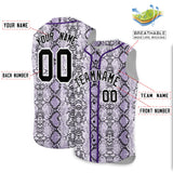 Custom Purple Snakeskin Pattern Authentic Sleeveless Baseball Jersey