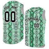 Custom Kelly Green Snakeskin Pattern Authentic Sleeveless Baseball Jersey