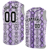 Custom Purple Snakeskin Pattern Authentic Sleeveless Baseball Jersey