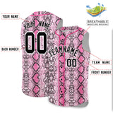 Custom Pink Snakeskin Pattern Authentic Sleeveless Baseball Jersey