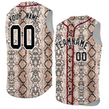 Custom Crimson Snakeskin Pattern Authentic Sleeveless Baseball Jersey