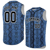 Custom Black Snakeskin Pattern Authentic Sleeveless Baseball Jersey