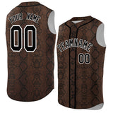 Custom Black Snakeskin Pattern Authentic Sleeveless Baseball Jersey