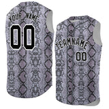 Custom Gray Snakeskin Pattern Authentic Sleeveless Baseball Jersey
