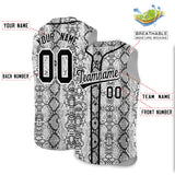 Custom Black Snakeskin Pattern Authentic Sleeveless Baseball Jersey