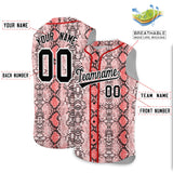Custom Red Snakeskin Pattern Authentic Sleeveless Baseball Jersey